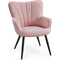 Modern Upholstered Curved Back Fabric Linen Accent Chairs