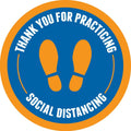 Peel & Stick Footprint Social Distancing Stickers - 12 x 12 / Blue/Orange