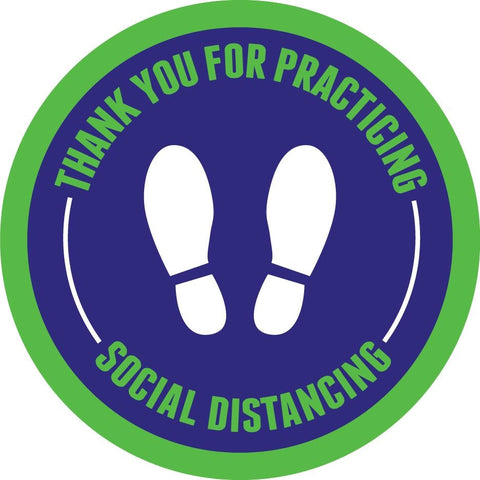 Peel & Stick Footprint Social Distancing Stickers - 12 x 12 / Purple/Green