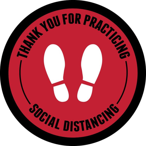 Peel & Stick Footprint Social Distancing Stickers - 12 x 12 / Red/Black