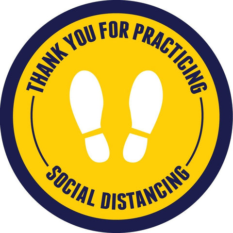 Peel & Stick Footprint Social Distancing Stickers - 12 x 12 / Yellow/Purple